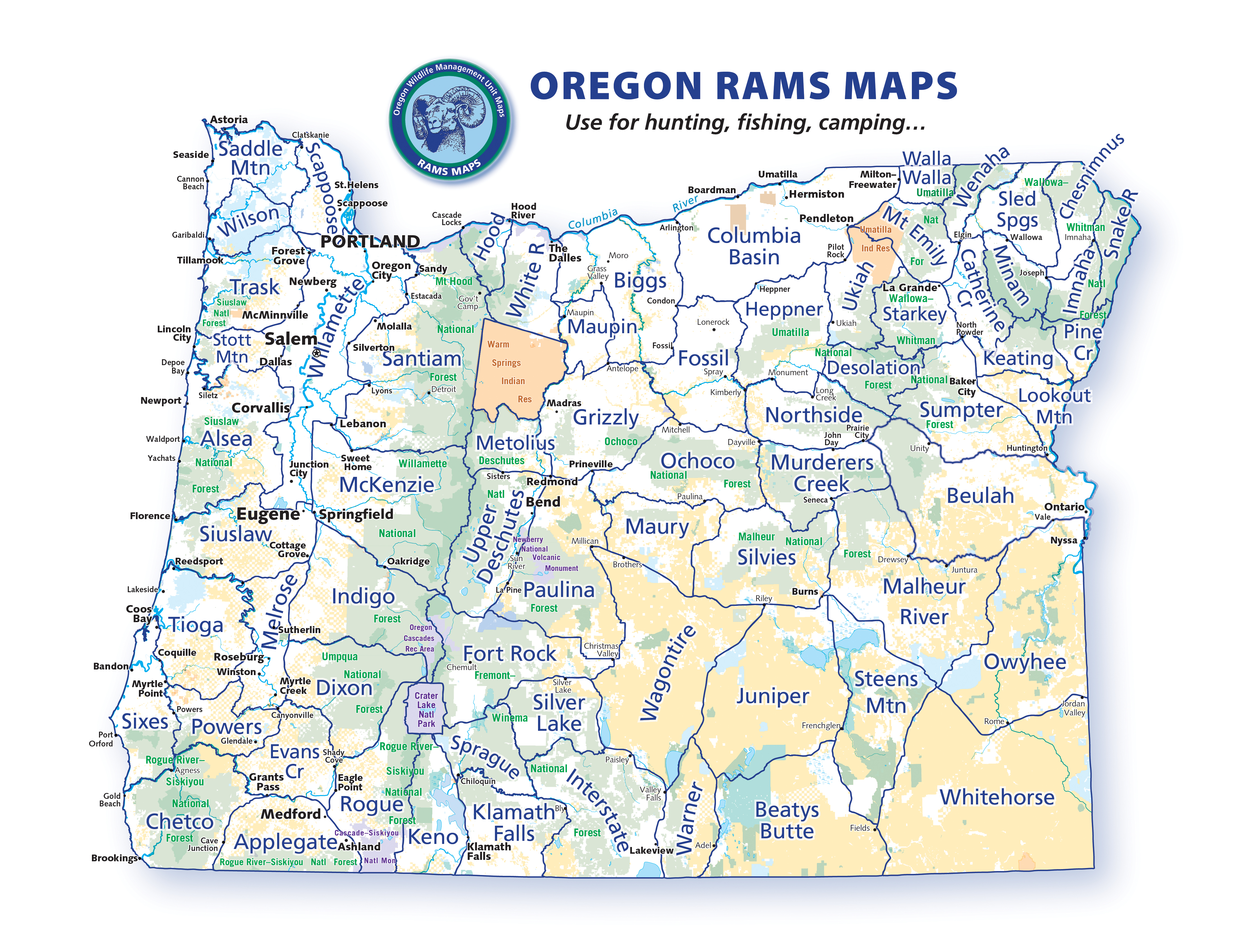 oregon hunting unit map Oregon Rams Maps oregon hunting unit map